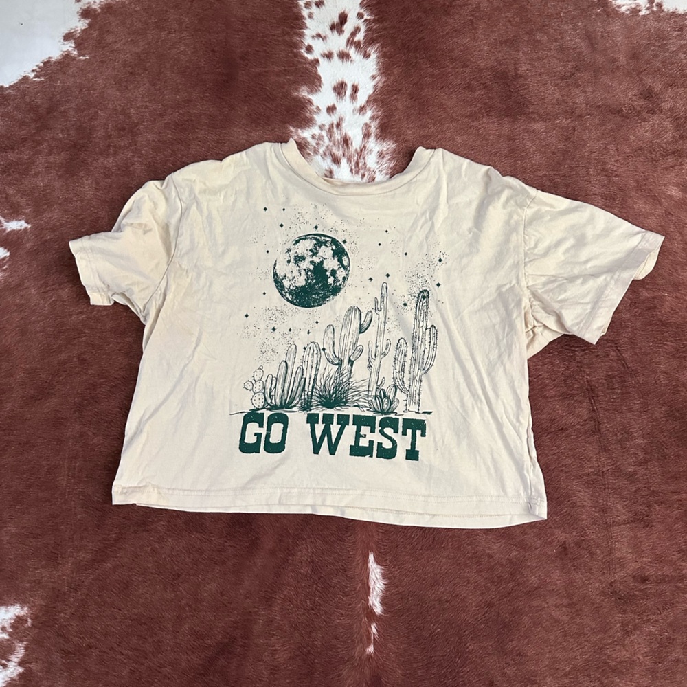 Cream T-Shirt with Green Graphic
